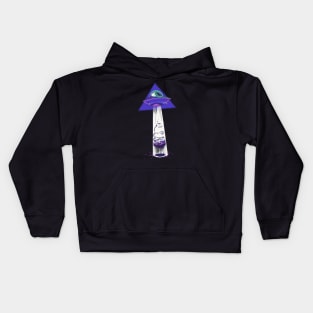 UFO abduction of a brain Kids Hoodie